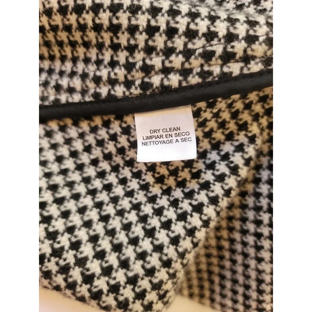 Jones New York Collection Womans Black Ivory Houndstooth Long Cape XL 100% Wool - Picture 9 of 11